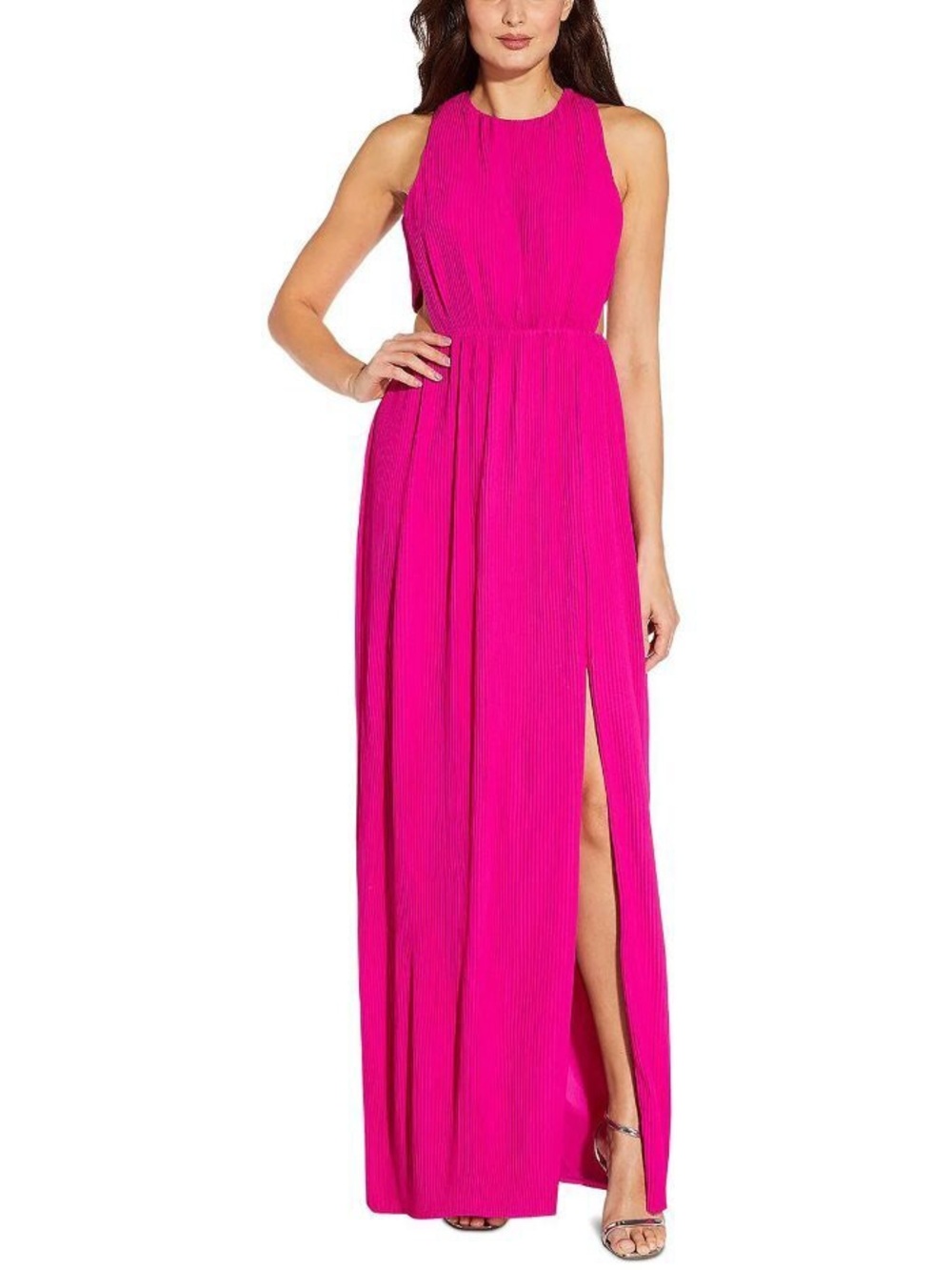 Aidan by Aidan Mattox Cutout Pleated Gown